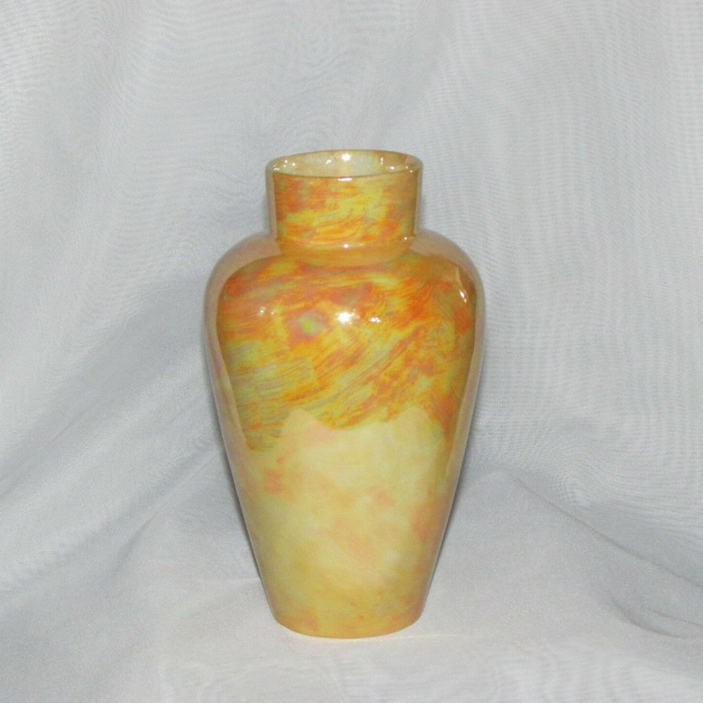 Vintage Vase Peach Luster CZECHOSLOVAKIA 6 1/2" Opalescent Pearl Finish - Picture 3 of 3